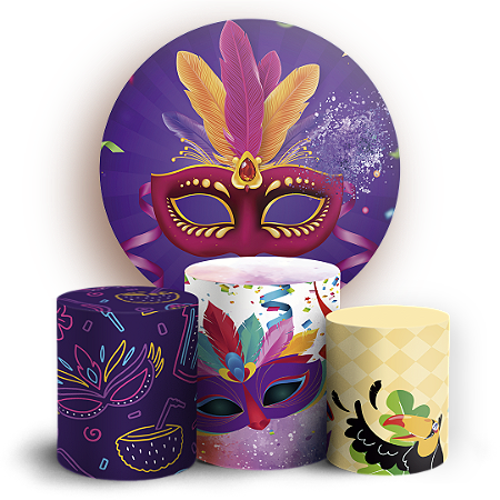 Capas Painel Redondo e Trio Cilindro Sublimado - Carnaval