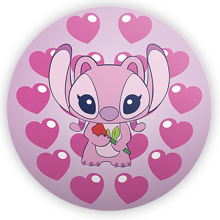 Capa Painel Redondo Sublimado - Lilo Stitch Angel
