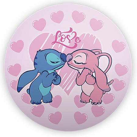 Capa Painel Redondo Sublimado - Lilo Stitch Angel