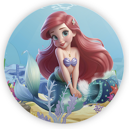 Capa Painel Redondo Sublimado - Princesa Ariel