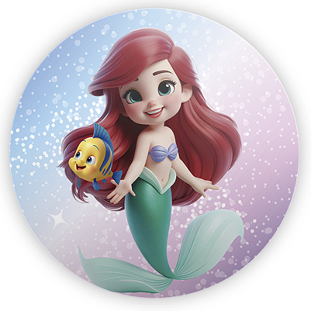 Capa Painel Redondo Sublimado - Princesa Ariel