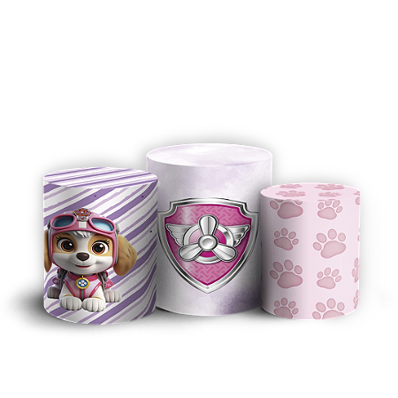 Capas Trio Cilindro Sublimado Vest Facil - Patrulha Canina Rosa