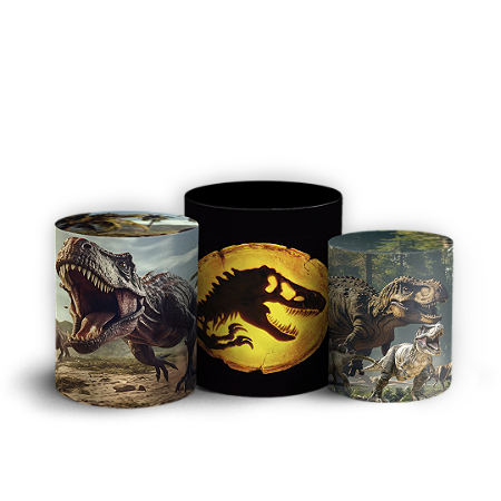 Capas Trio Cilindro Sublimado Vest Facil - Dinossauro Jurassic