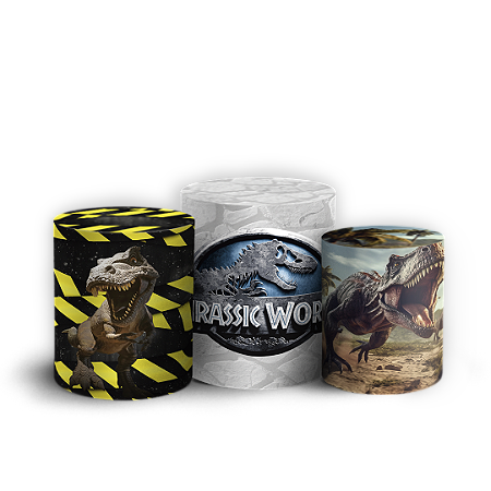 Capas Trio Cilindro Sublimado Vest Facil - Dinossauro Jurassic