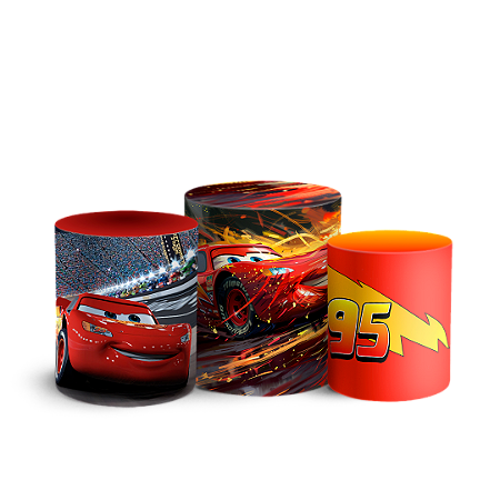 Capas Trio Cilindro Sublimado Vest Facil - Carros McQueen