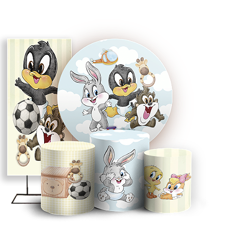 Capas Painel Redondo Trio Cilindro e Faixa Lateral Sublimado - Looney Tunes