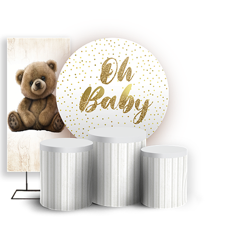 Capas Painel Redondo Trio Cilindro e Faixa Lateral Sublimado - Oh Baby