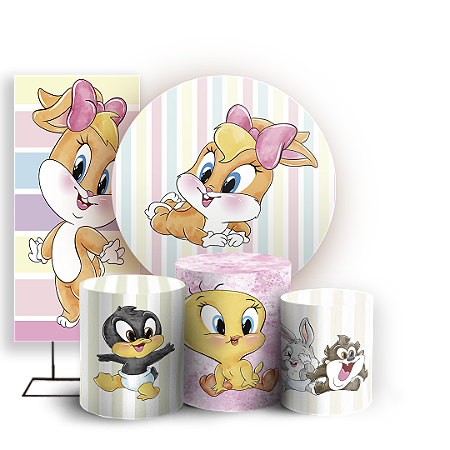 Capas Painel Redondo Trio Cilindro e Faixa Lateral Sublimado - Looney Tunes