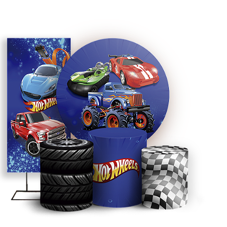 Capas Painel Redondo Trio Cilindro e Faixa Lateral Sublimado - Hot Wheels