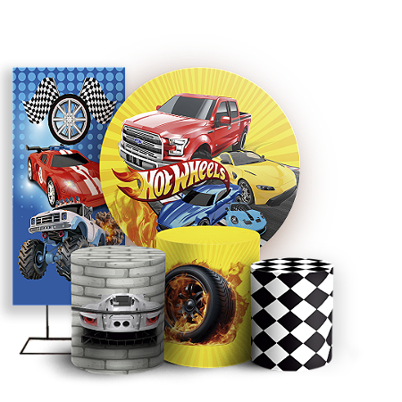 Capas Painel Redondo Trio Cilindro e Faixa Lateral Sublimado - Hot Wheels