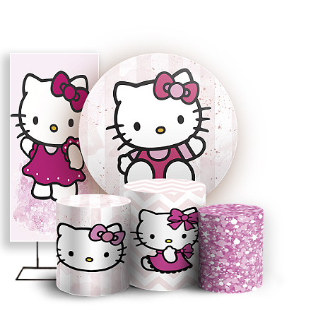 Capas Painel Redondo Trio Cilindro e Faixa Lateral Sublimado - Hello Kitty
