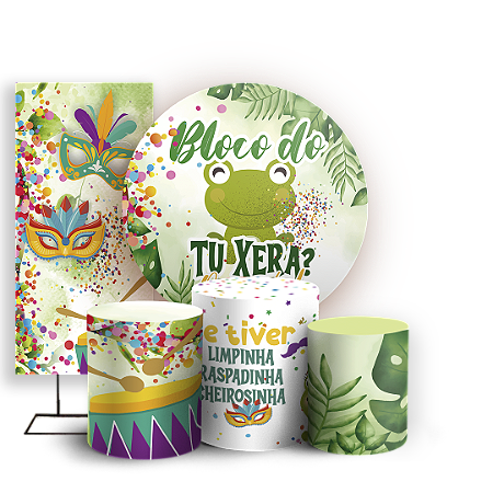 Capas Painel Redondo Trio Cilindro e Faixa Lateral Sublimado - Carnaval