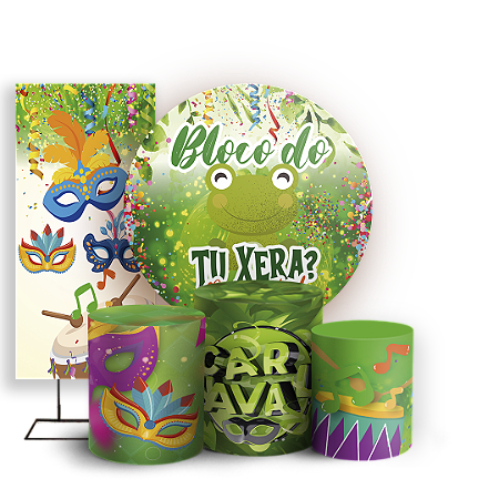 Capas Painel Redondo Trio Cilindro e Faixa Lateral Sublimado - Carnaval