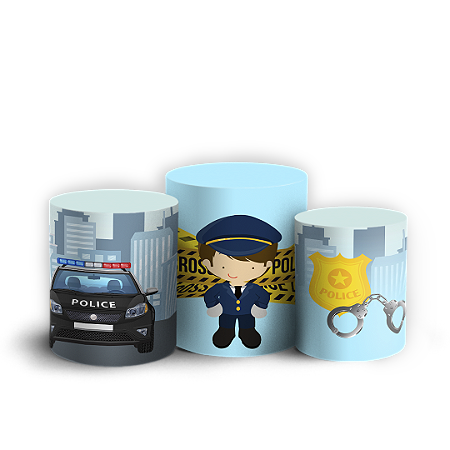 Capas Trio Cilindro Sublimado Vest Facil - Policia Baby