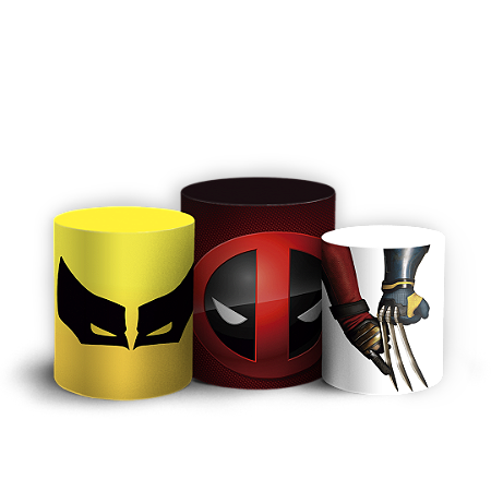 Capas Trio Cilindro Sublimado Vest Facil - Wolverine E Deadpool