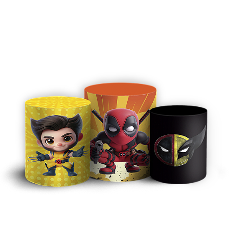 Capas Trio Cilindro Sublimado Vest Facil - Wolverine E Deadpool