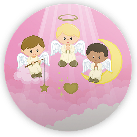 Capa Painel Redondo Sublimado - Batizado