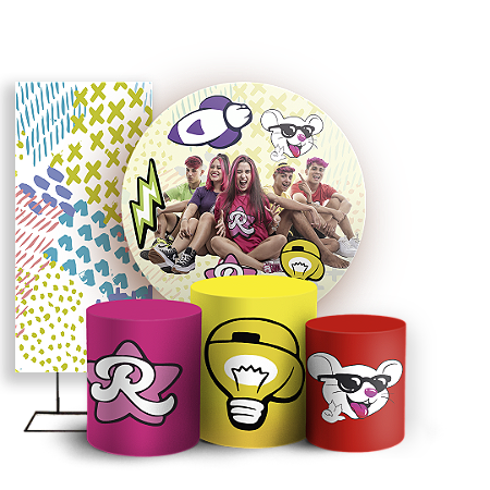 Capas Painel Redondo Trio Cilindro e Faixa Lateral Sublimado - Os Rosas