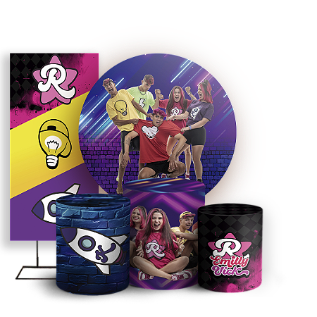 Capas Painel Redondo Trio Cilindro e Faixa Lateral Sublimado - Os Rosas