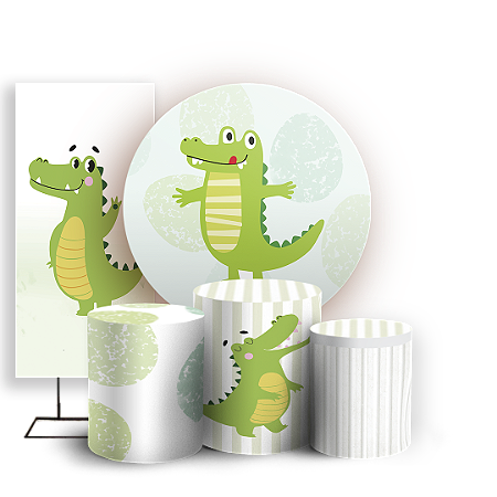 Capas Painel Redondo Trio Cilindro e Faixa Lateral Sublimado - Jacare Baby