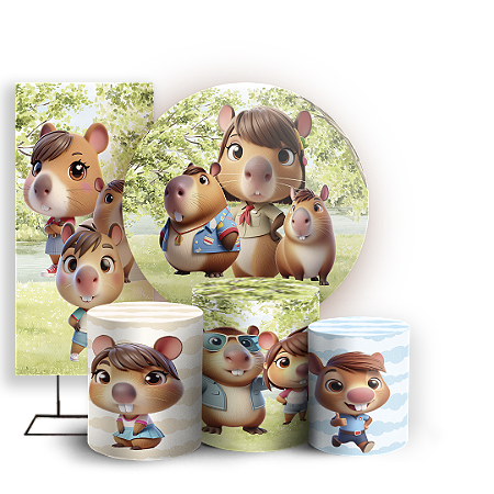 Capas Painel Redondo Trio Cilindro e Faixa Lateral Sublimado - Capivara