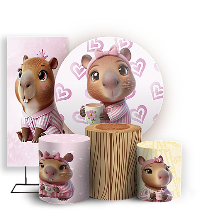 Capas Painel Redondo Trio Cilindro e Faixa Lateral Sublimado - Capivara