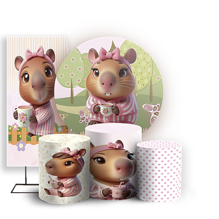 Capas Painel Redondo Trio Cilindro e Faixa Lateral Sublimado - Capivara