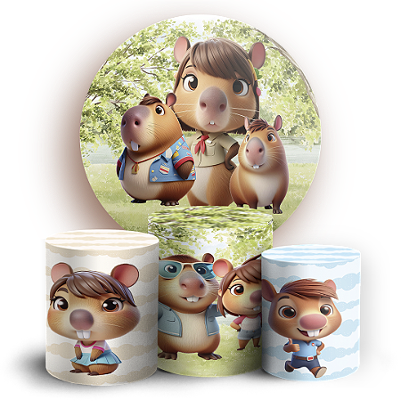 Capas Painel Redondo e Trio Cilindro Sublimado - Capivara