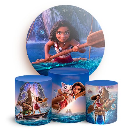 Capas Painel Redondo e Trio Cilindro Sublimado - Moana