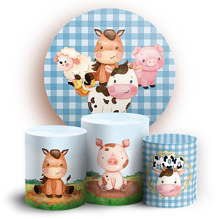 Capas Painel Redondo e Trio Cilindro Sublimado - Fazendinha