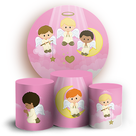 Capas Painel Redondo e Trio Cilindro Sublimado - Batizado