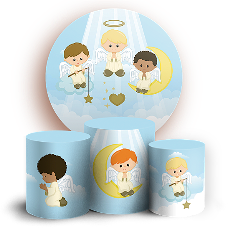 Capas Painel Redondo e Trio Cilindro Sublimado - Batizado