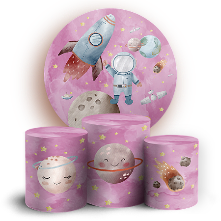 Capas Painel Redondo e Trio Cilindro Sublimado - Astronauta
