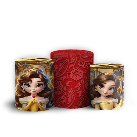 Capas Trio Cilindro Sublimado Vest Facil - Princesa Bela