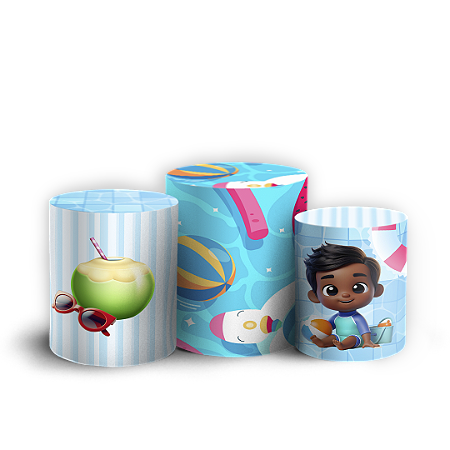 Capas Trio Cilindro Sublimado Vest Facil - Pool Party
