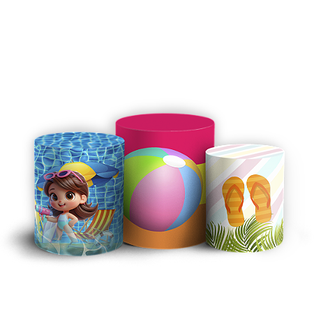 Capas Trio Cilindro Sublimado Vest Facil - Pool Party