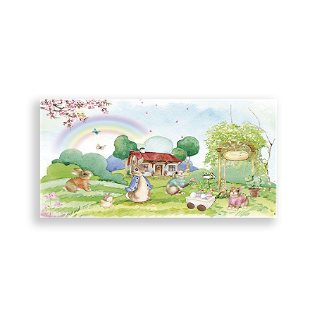 Capa Painel Retangular Sublimado - Pascoa Jardins Bosque Coelho