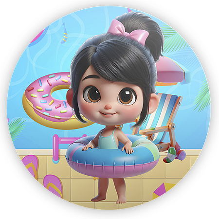 Capa Painel Redondo Sublimado - Pool Party