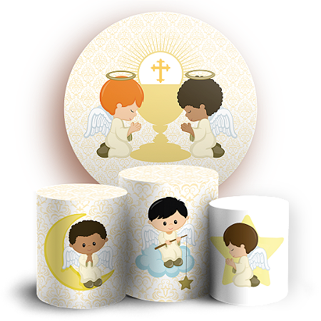 Capas Painel Redondo e Trio Cilindro Sublimado - Batizado