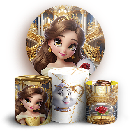 Capas Painel Redondo e Trio Cilindro Sublimado - Princesa Bela