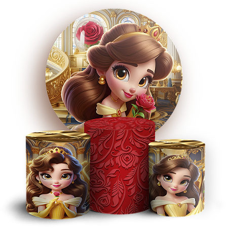 Capas Painel Redondo e Trio Cilindro Sublimado - Princesa Bela