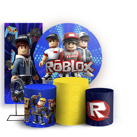 Capas Painel Redondo Trio Cilindro e Faixa Lateral Sublimado - Roblox