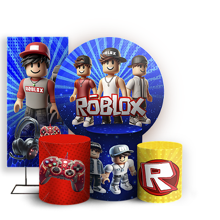 Capas Painel Redondo Trio Cilindro e Faixa Lateral Sublimado - Roblox