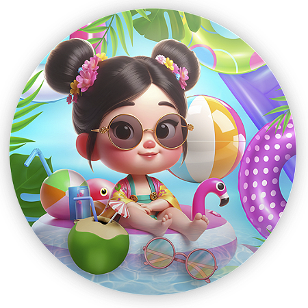 Capa Mini Painel Sublimado - Princesas Pool Party