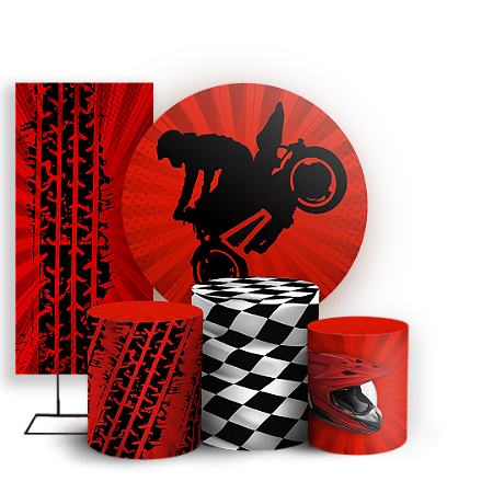 Capas Painel Redondo Trio Cilindro e Faixa Lateral Sublimado - Moto