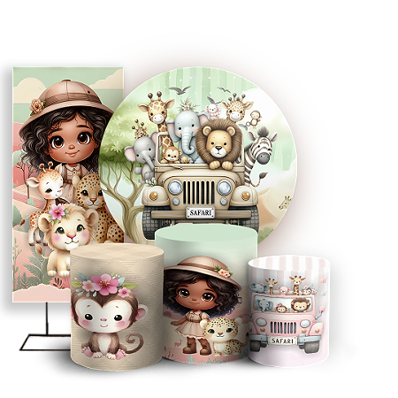 Capas Painel Redondo Trio Cilindro e Faixa Lateral Sublimado - Safari