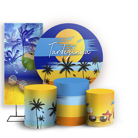 Capas Painel Redondo Trio Cilindro e Faixa Lateral Sublimado - Tardezinha