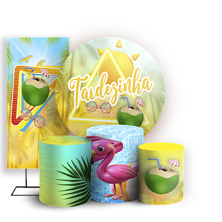 Capas Painel Redondo Trio Cilindro e Faixa Lateral Sublimado - Tardezinha