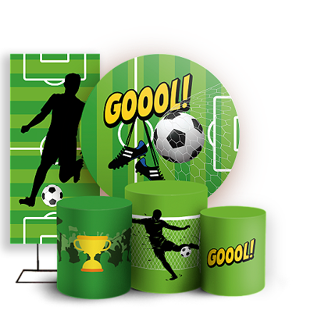 Capas Painel Redondo Trio Cilindro e Faixa Lateral Sublimado - Futebol