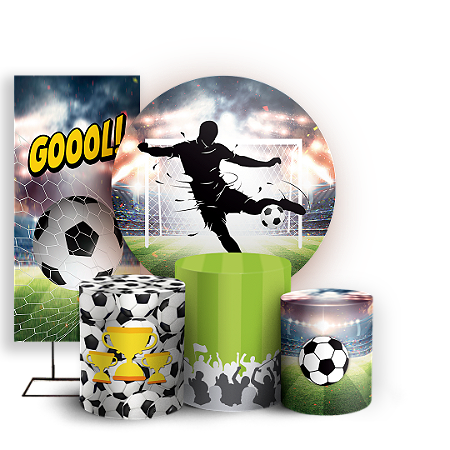Capas Painel Redondo Trio Cilindro e Faixa Lateral Sublimado - Futebol